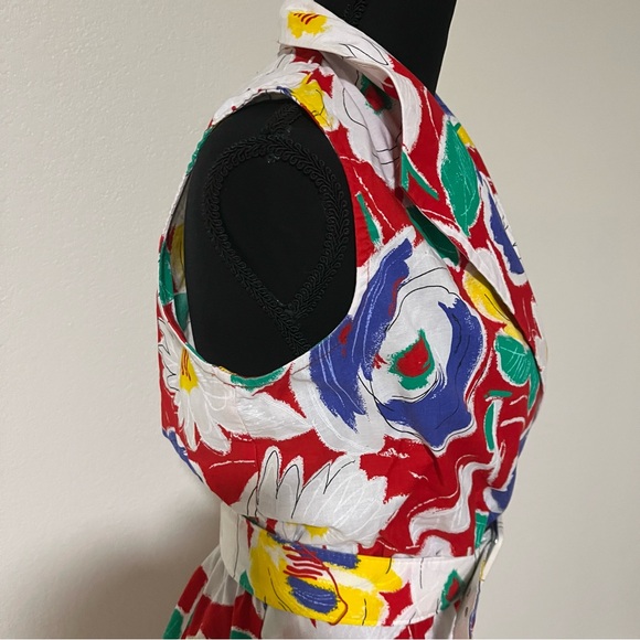Vintage Miss Dorby Colorful Floral Midi Dress Size 8 Tea length red,yellow, blue - Picture 6 of 11